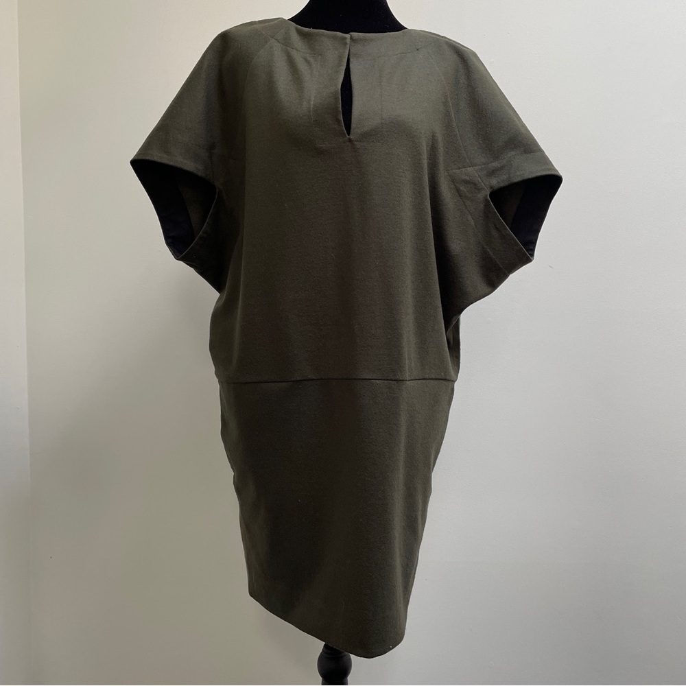 DES PRÉS Made in Japan Olive Green Wool Blend Shift Dress US S